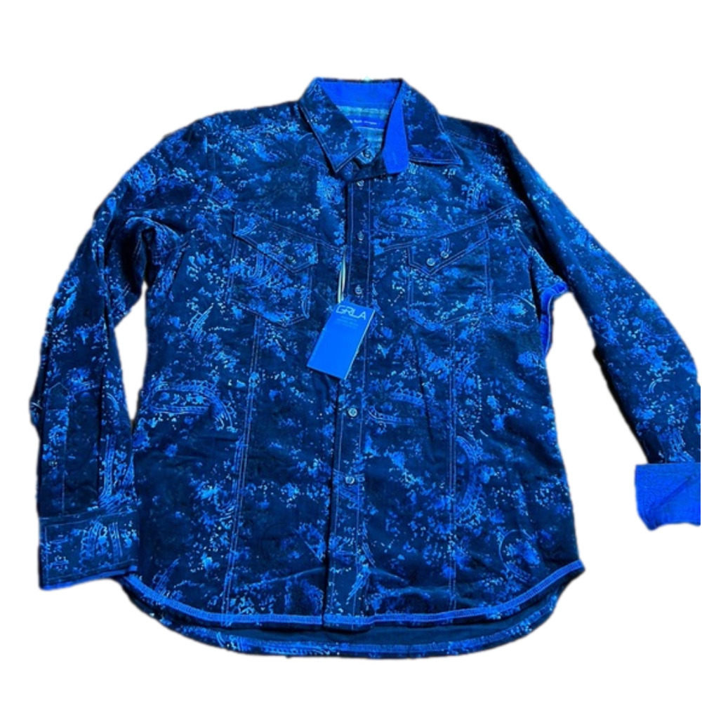 NWT Georg Roth Los Angeles Men's Classic blue corduroy button down shirt